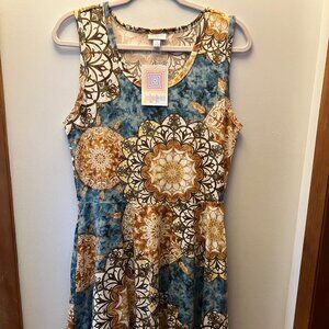 NWT LulaRoe Nicki Sleeveless Dress (Beige, Brown, Copper, Blue) Size L